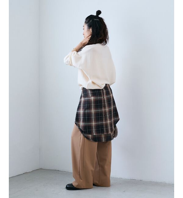  「《手洗い可能》ミラノリブラメ入り裾ラウンドニット」|ニット・セーター|