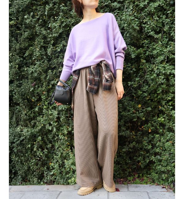  「《手洗い可能》ミラノリブラメ入り裾ラウンドニット」|ニット・セーター|