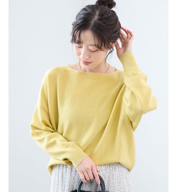  「《手洗い可能》ミラノリブラメ入り裾ラウンドニット」|ニット・セーター|