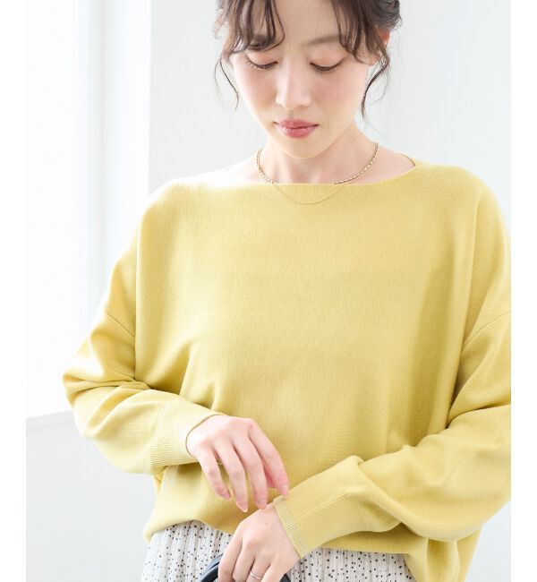  「《手洗い可能》ミラノリブラメ入り裾ラウンドニット」|ニット・セーター|