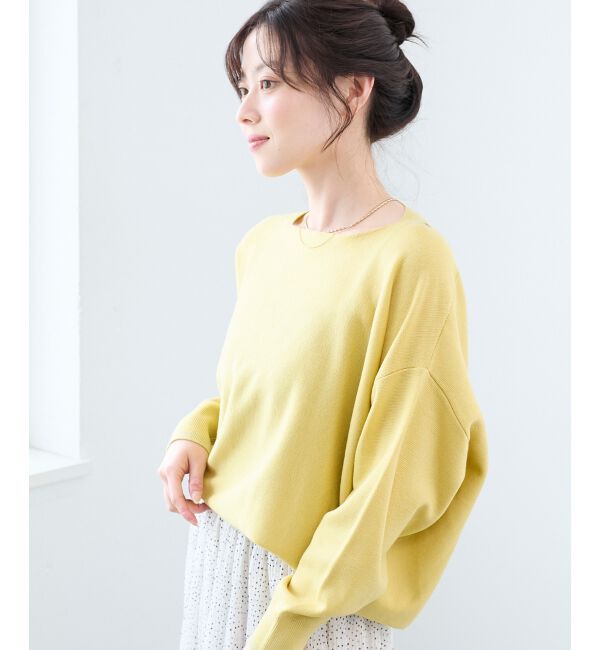  「《手洗い可能》ミラノリブラメ入り裾ラウンドニット」|ニット・セーター|