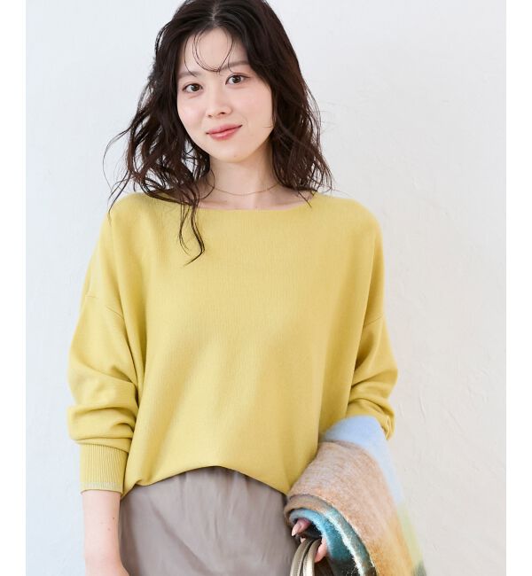  「《手洗い可能》ミラノリブラメ入り裾ラウンドニット」|ニット・セーター|