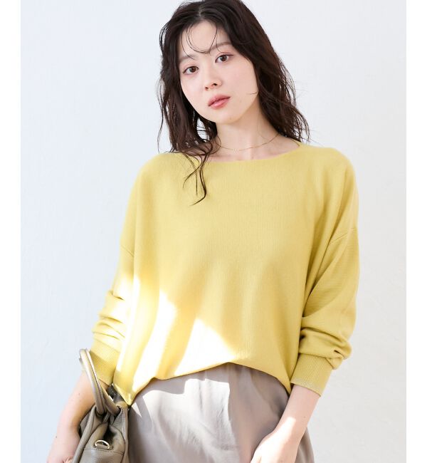  「《手洗い可能》ミラノリブラメ入り裾ラウンドニット」|ニット・セーター|