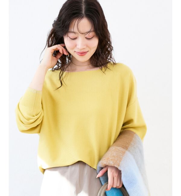  「《手洗い可能》ミラノリブラメ入り裾ラウンドニット」|ニット・セーター|