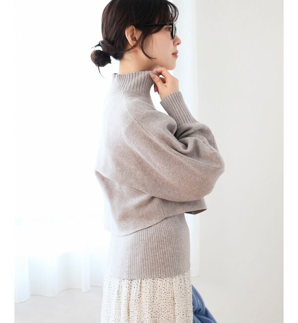 「《手洗い可能》3WAYハイネックレイヤードニット」|ニット・セーター|