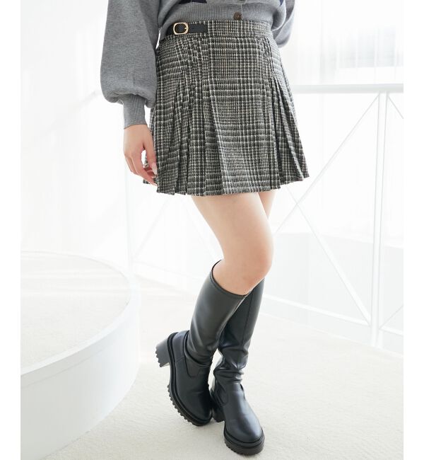 MAJESTICLEGON「サイドベルトプリーツミニスカパン」|スカート|グレー柄