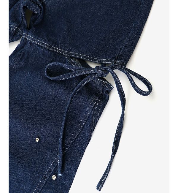 MAJESTICLEGON「サイドスリットビジューデニムパンツ」|デニム|