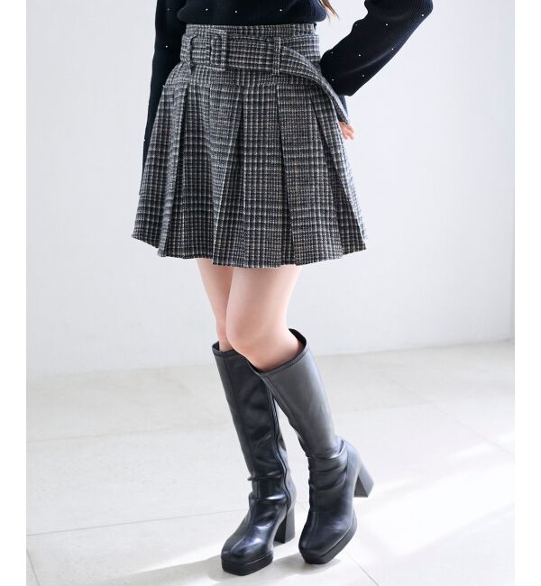  「ベルト付きプリーツミニスカパン」|スカート|