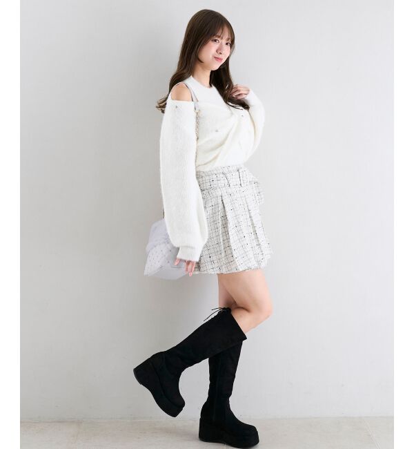  「ベルト付きプリーツミニスカパン」|スカート|