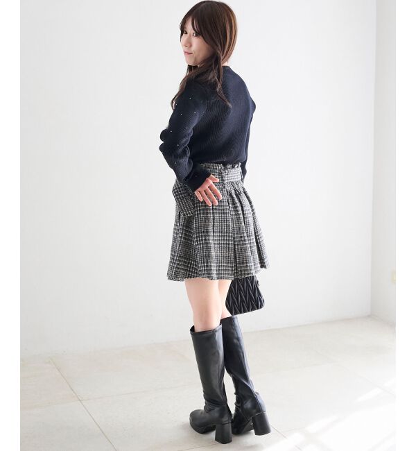  「ベルト付きプリーツミニスカパン」|スカート|