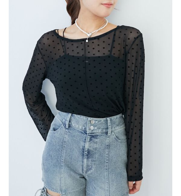  「ドットチュールシアートップス」|Tシャツ・カットソー|