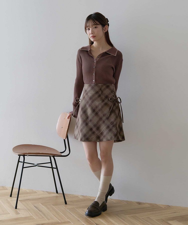 earth music&ecology「【WEB限定】バイカラートリムロングニットカーディガン」|カーディガン|