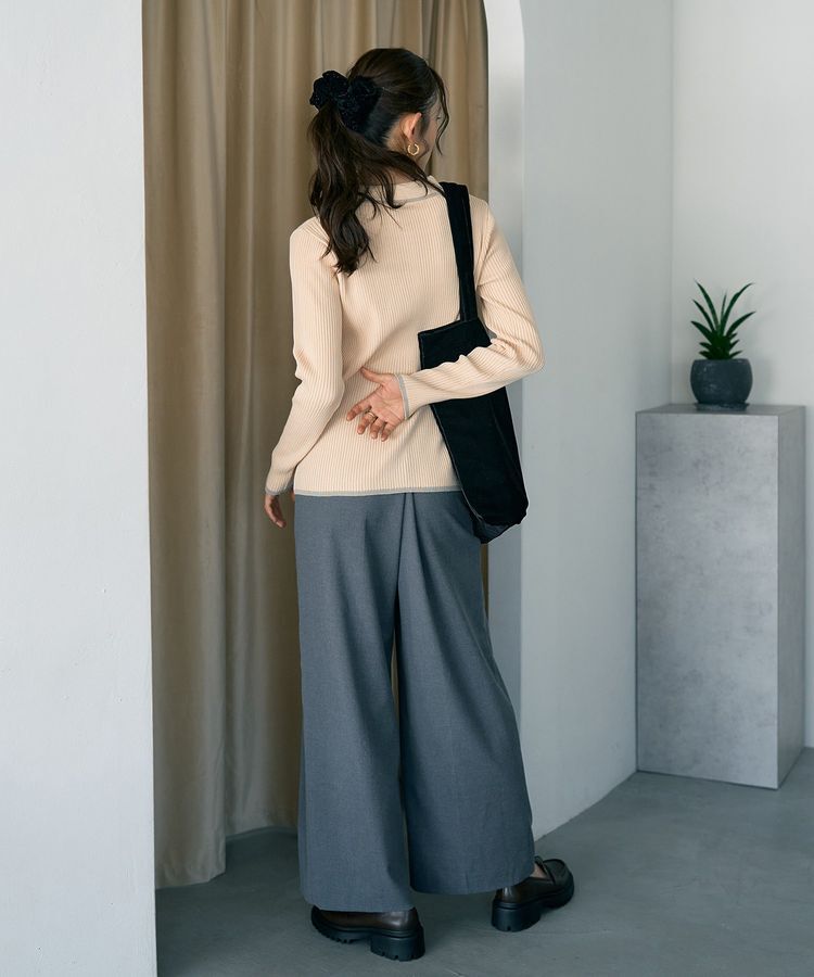 earth music&ecology「【WEB限定】バイカラートリムロングニットカーディガン」|カーディガン|