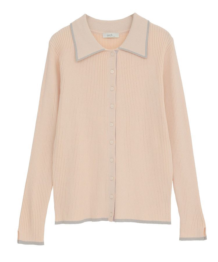 earth music&ecology「【WEB限定】バイカラートリムロングニットカーディガン」|カーディガン|