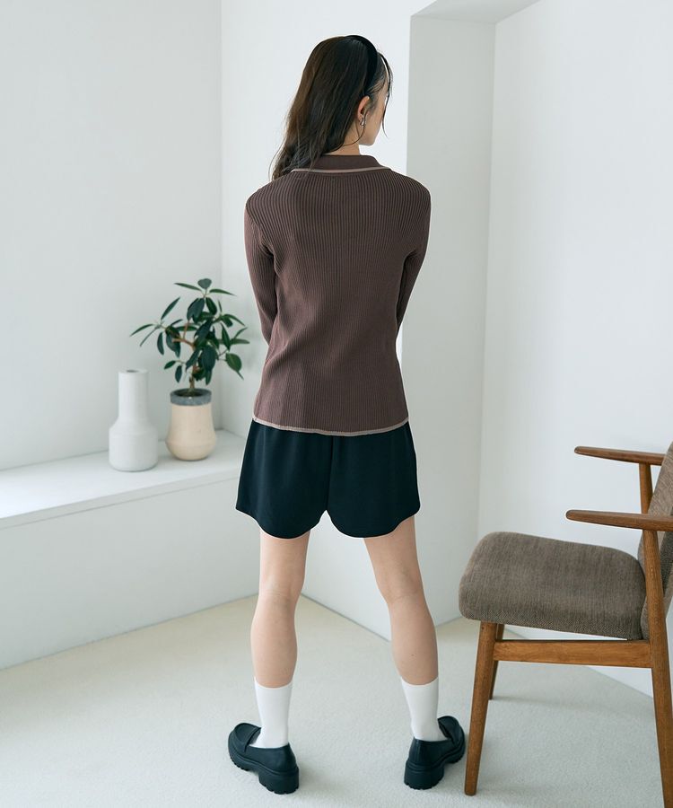 earth music&ecology「【WEB限定】バイカラートリムロングニットカーディガン」|カーディガン|