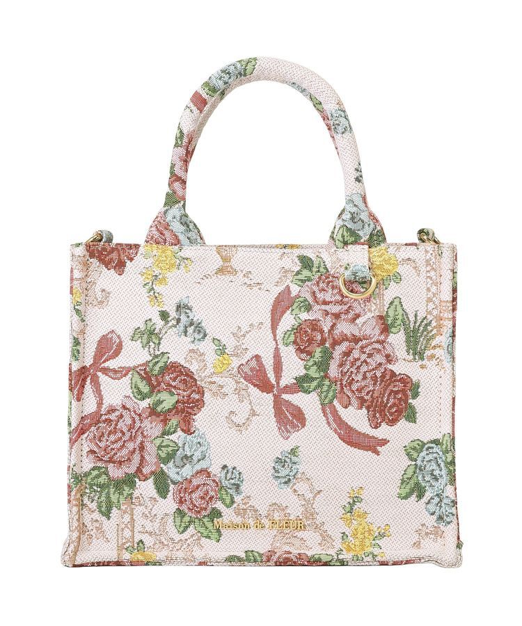 Maison de FLEUR「フラワーガーデン柄ゴブラン2Wayスクエアトート」|ハンドバッグ|