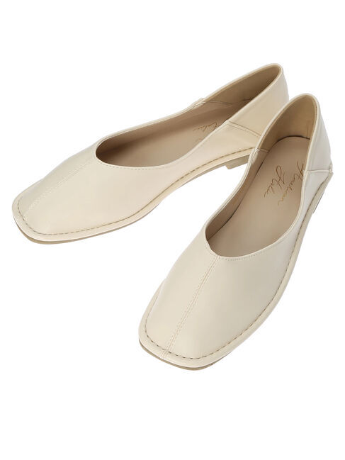  「【WEB限定】ふっくらクッションアウトステッチフラットシューズ」|パンプス|