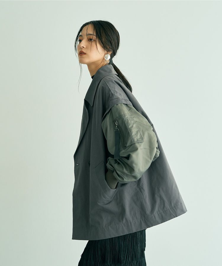 YECCA VECCA「2wayミドル丈MA-1風コート」|ブルゾン・スタジャン|