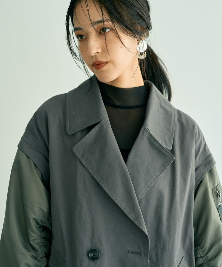 YECCA VECCA「2wayミドル丈MA-1風コート」|ブルゾン・スタジャン|
