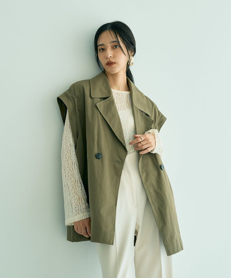 YECCA VECCA「2wayミドル丈MA-1風コート」|ブルゾン・スタジャン|Khaki