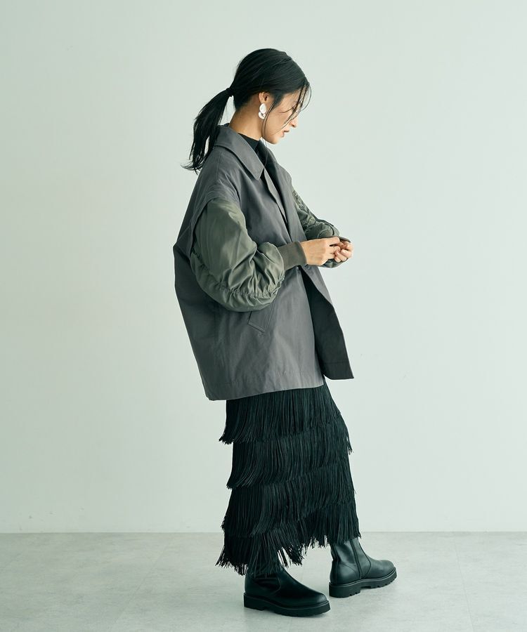 YECCA VECCA「2wayミドル丈MA-1風コート」|ブルゾン・スタジャン|