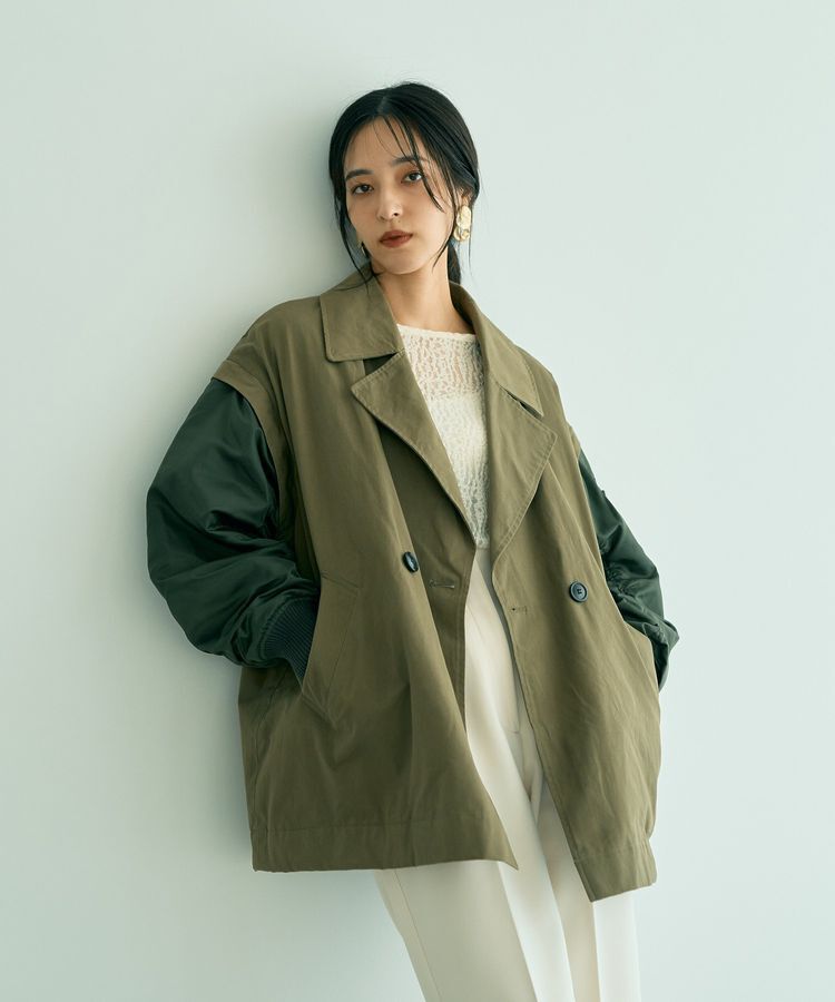 YECCA VECCA「2wayミドル丈MA-1風コート」|ブルゾン・スタジャン|