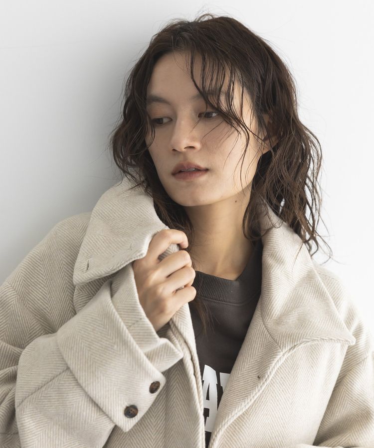 GARAGE OF GOOD CLOTHING「ヘリンボンウール混スタンドカラーロングコート」|その他|