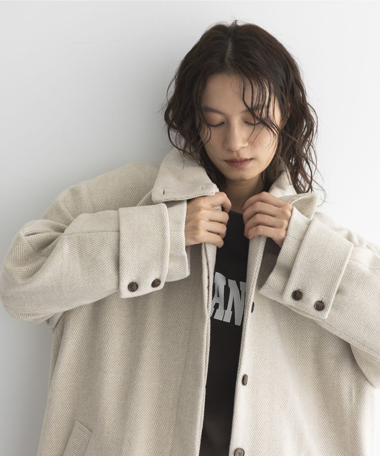 GARAGE OF GOOD CLOTHING「ヘリンボンウール混スタンドカラーロングコート」|その他|