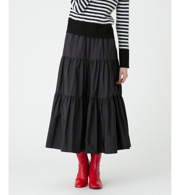 LOULOU WILLOUGHBY「【LOULOU WILLOUGHBY】タフタティアードスカート」|スカート|ブラック