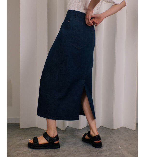 allureville「デニムライクフロントタックスカート」|スカート|