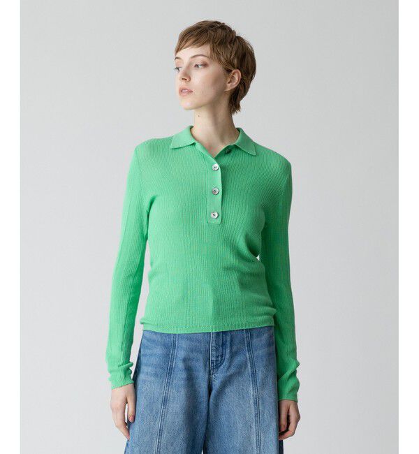 allureville「ランダムストライプニットポロ」|ニット・セーター|