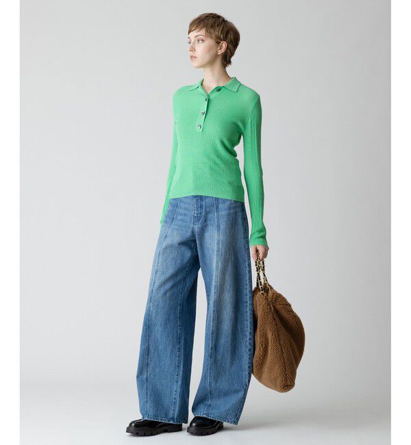 allureville「ランダムストライプニットポロ」|ニット・セーター|