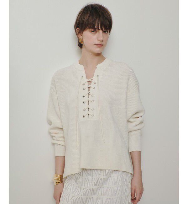 allureville「レースアップバルキープルオーバー」|ニット・セーター|