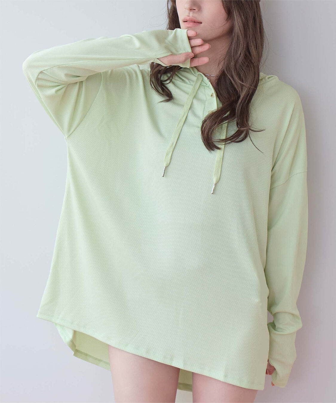 SEA DRESS「オーバーシルエットラッシュパーカープルオーバー」|ビキニトップス|ミントグリーン