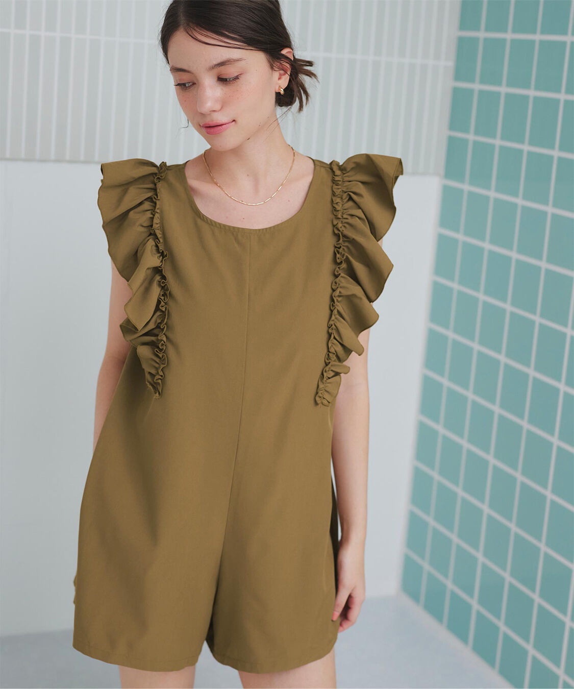 SEA DRESS「ショルダーフリルオールインワン/ワンピース水着」|コンビネゾン|