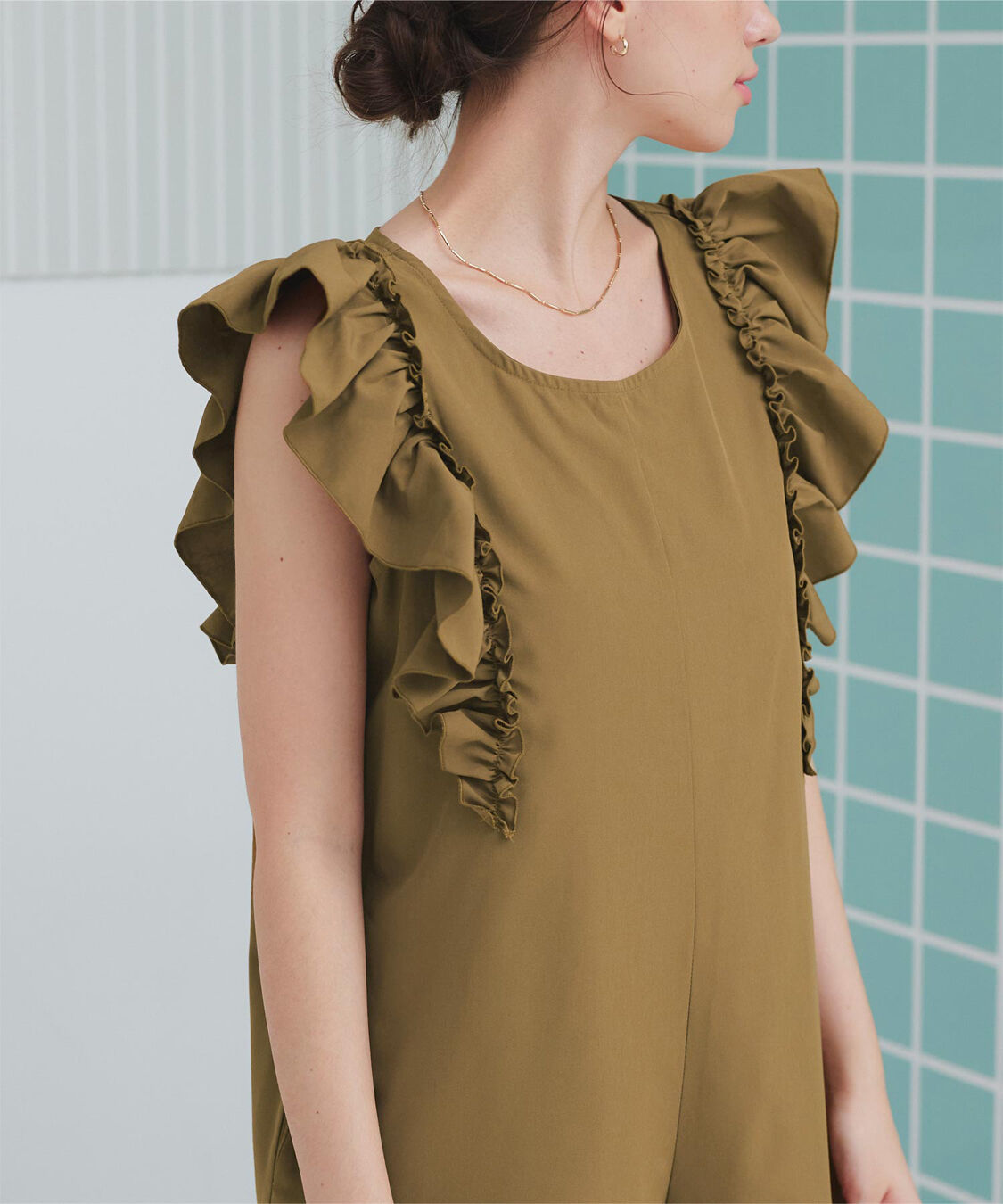 SEA DRESS「ショルダーフリルオールインワン/ワンピース水着」|コンビネゾン|