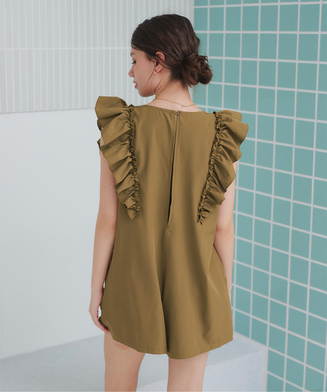 SEA DRESS「ショルダーフリルオールインワン/ワンピース水着」|コンビネゾン|