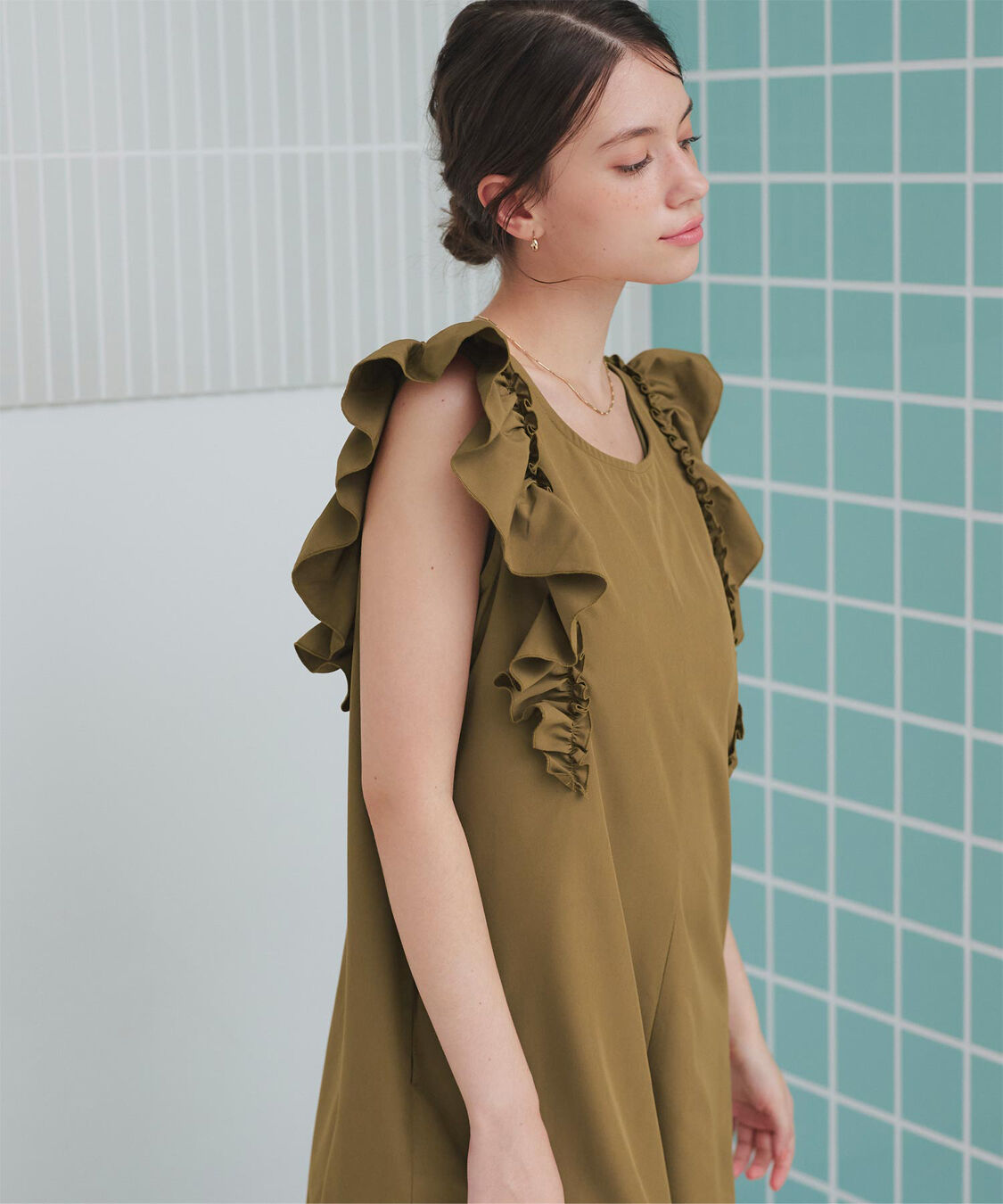 SEA DRESS「ショルダーフリルオールインワン/ワンピース水着」|コンビネゾン|