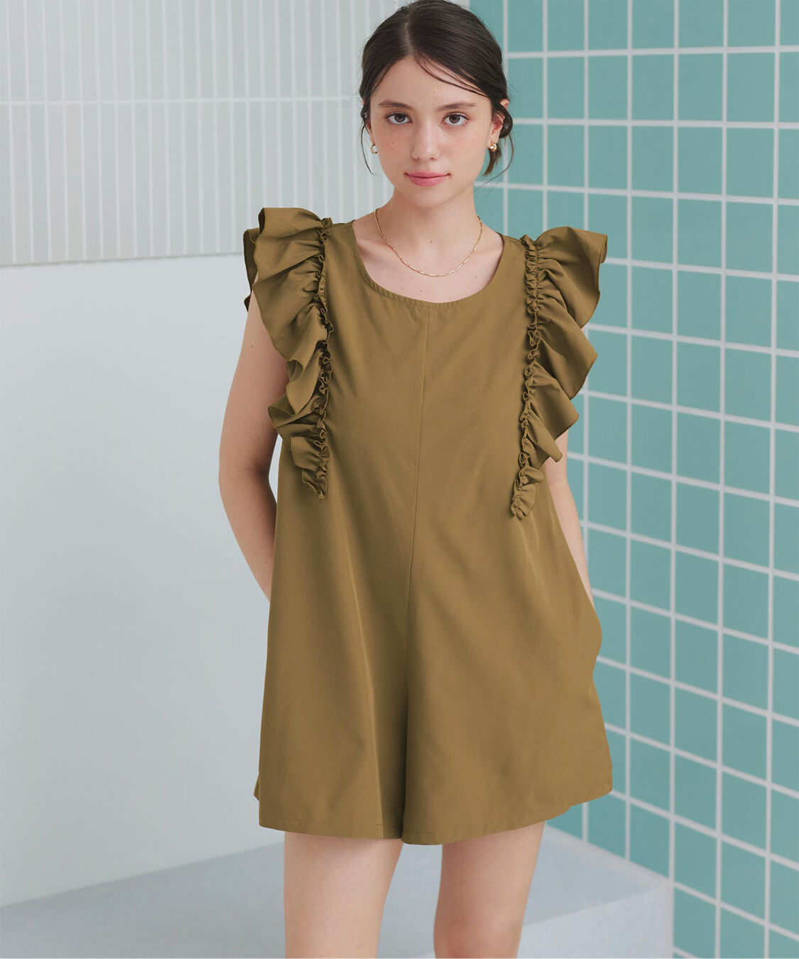 SEA DRESS「ショルダーフリルオールインワン/ワンピース水着」|コンビネゾン|