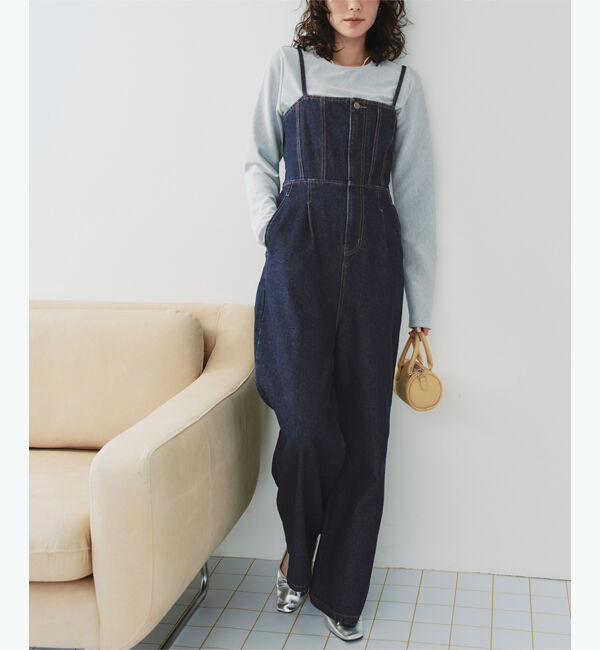 titivate「キャミソールデニムオールインワン」|デニム|インディゴ