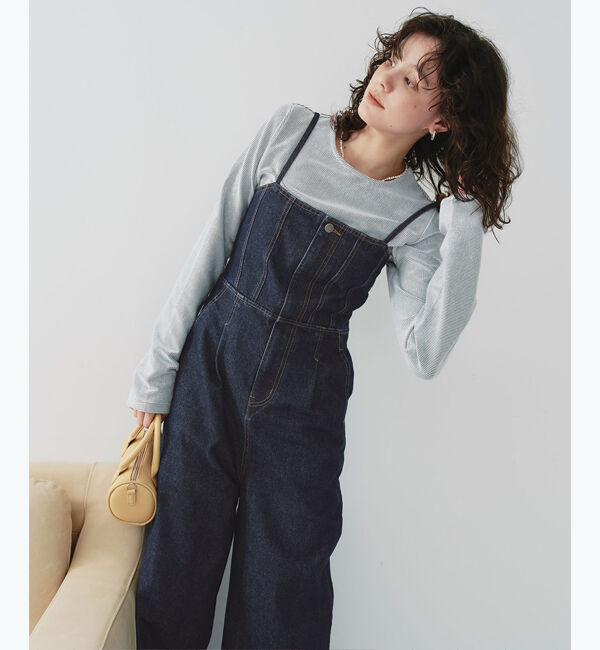 titivate「キャミソールデニムオールインワン」|デニム|