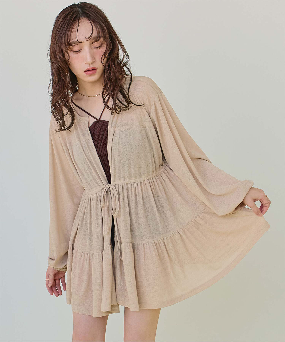 SEA DRESS「ティアードロングカーディガン/ラッシュガード」|コンビネゾン|