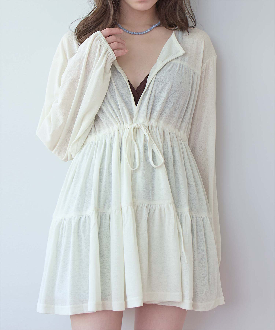 SEA DRESS「ティアードロングカーディガン/ラッシュガード」|コンビネゾン|オフホワイト