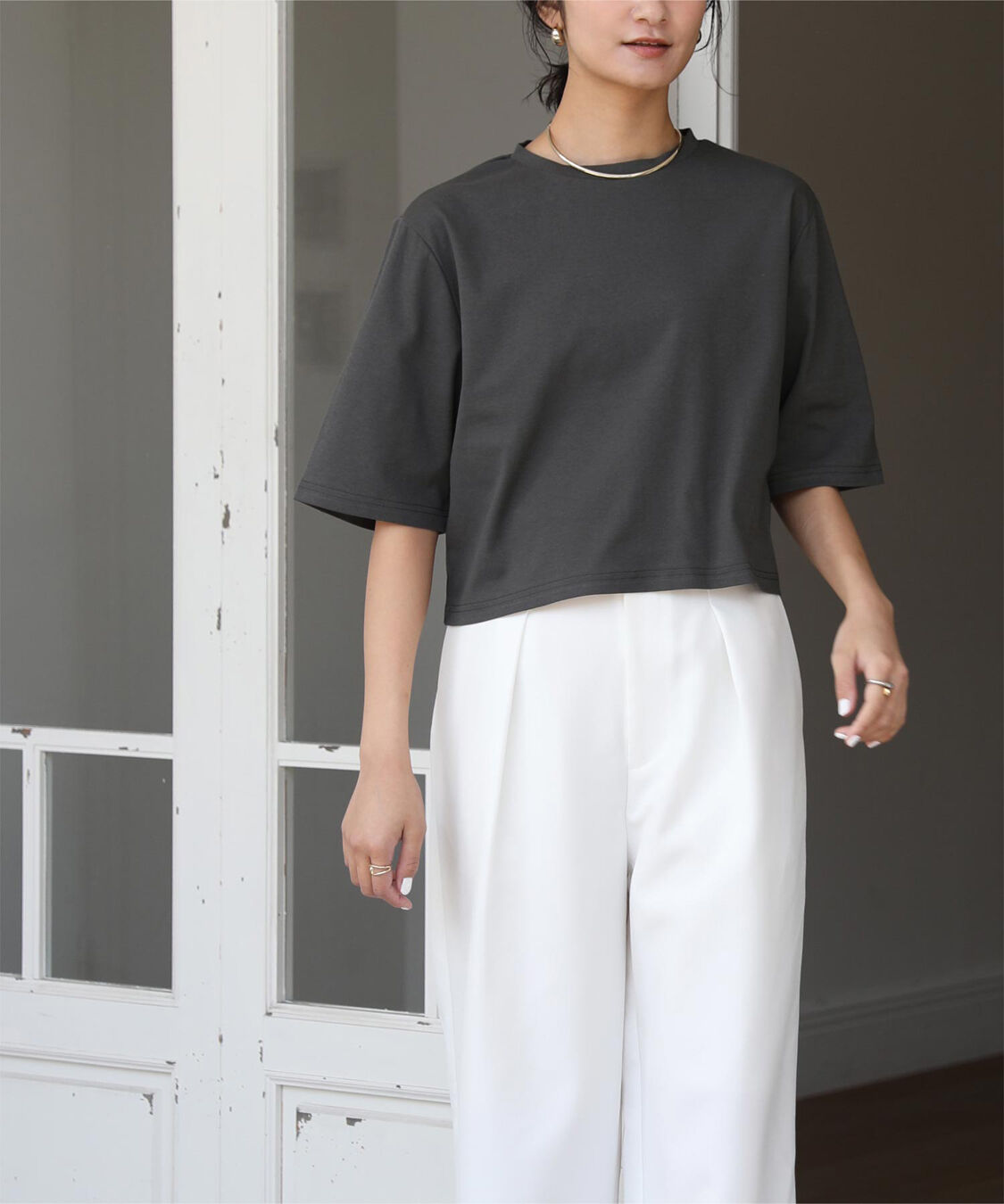 ur's「汗染み防止クロップドTシャツ」|Tシャツ・カットソー|