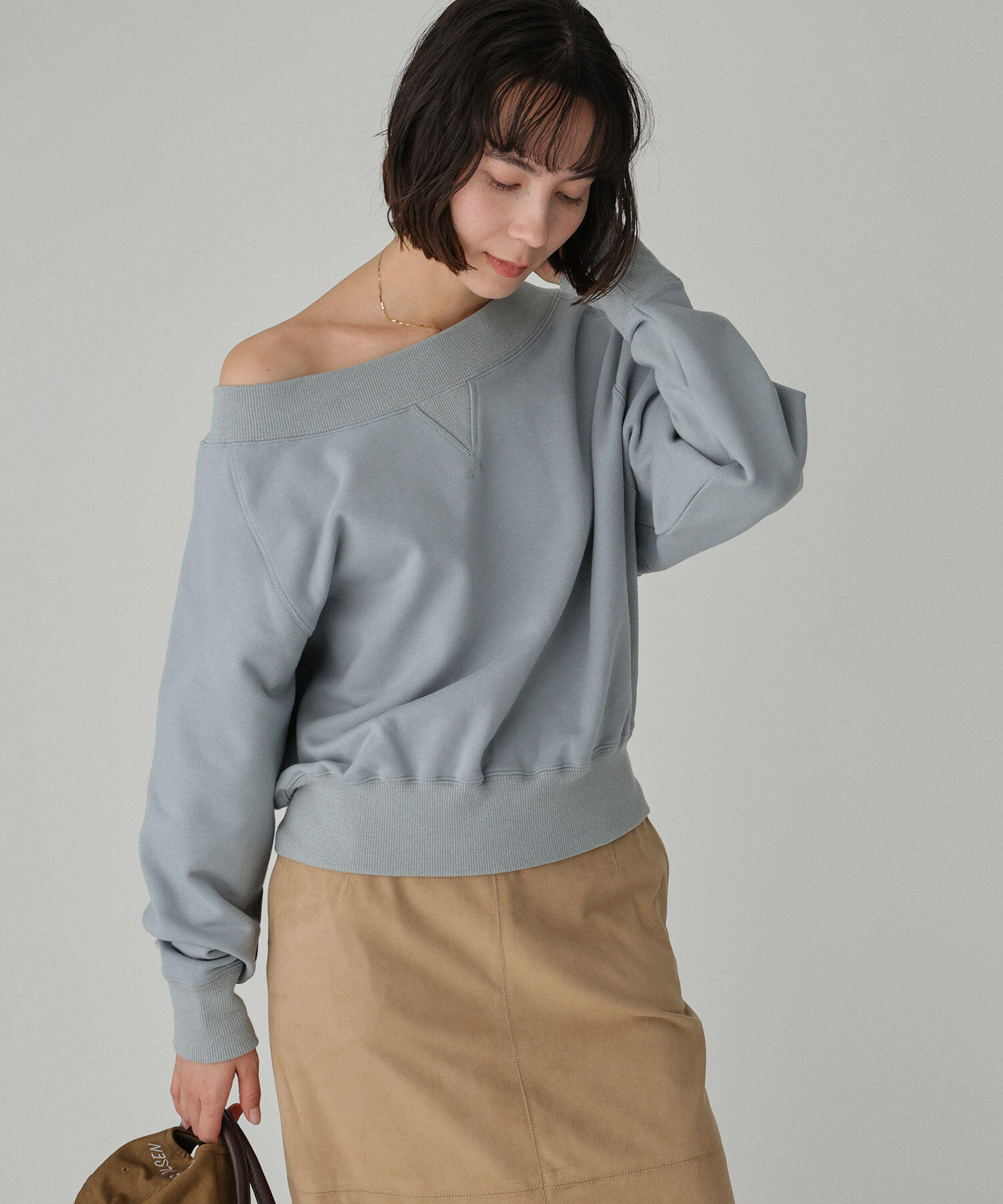 BABYLONE「ボ－トネック裏毛プルオーバー」|スウェット・ジャージ|ﾌﾞﾙｰ