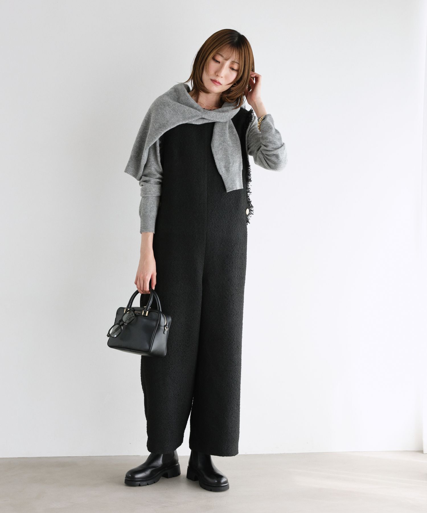 BABYLONE「ツイードフリンジオールインワン」|オールインワン|ﾌﾞﾗｯｸ