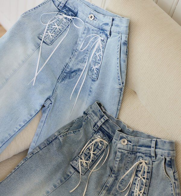  「【Denim Collection】レースアップデニムパンツ」|その他|