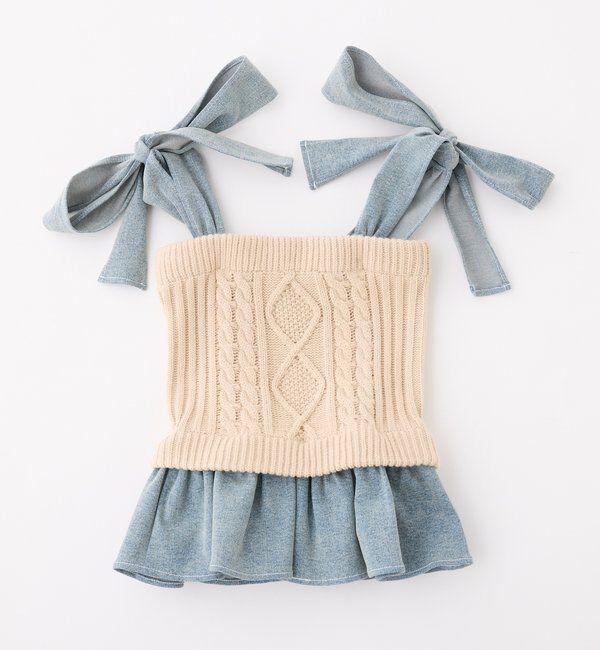  「【Denim Collection】肩リボンビスチェ」|シャツ・ブラウス|