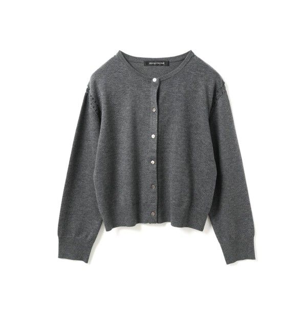 mizuiro ind「mizuiro ind クルーネックカーディガンクロシェ」|ニット・セーター|ダークグレー