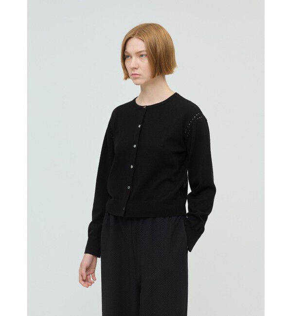 mizuiro ind「mizuiro ind クルーネックカーディガンクロシェ」|ニット・セーター|